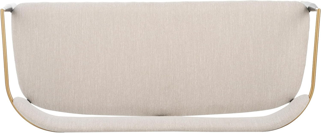 Christopher Knight Home Names Modern Metal Loveseat, Living Room Fabric Upholstered Settee, Curved Open Backrest 2-Seater Sofa, Cozy Couch for Bedroom, Apartment, Home Office, Black+ Gold + Beige