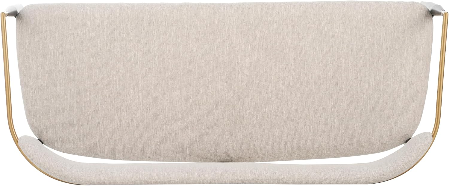 Christopher Knight Home Names Modern Metal Loveseat, Living Room Fabric Upholstered Settee, Curved Open Backrest 2-Seater Sofa, Cozy Couch for Bedroom, Apartment, Home Office, Black+ Gold + Beige