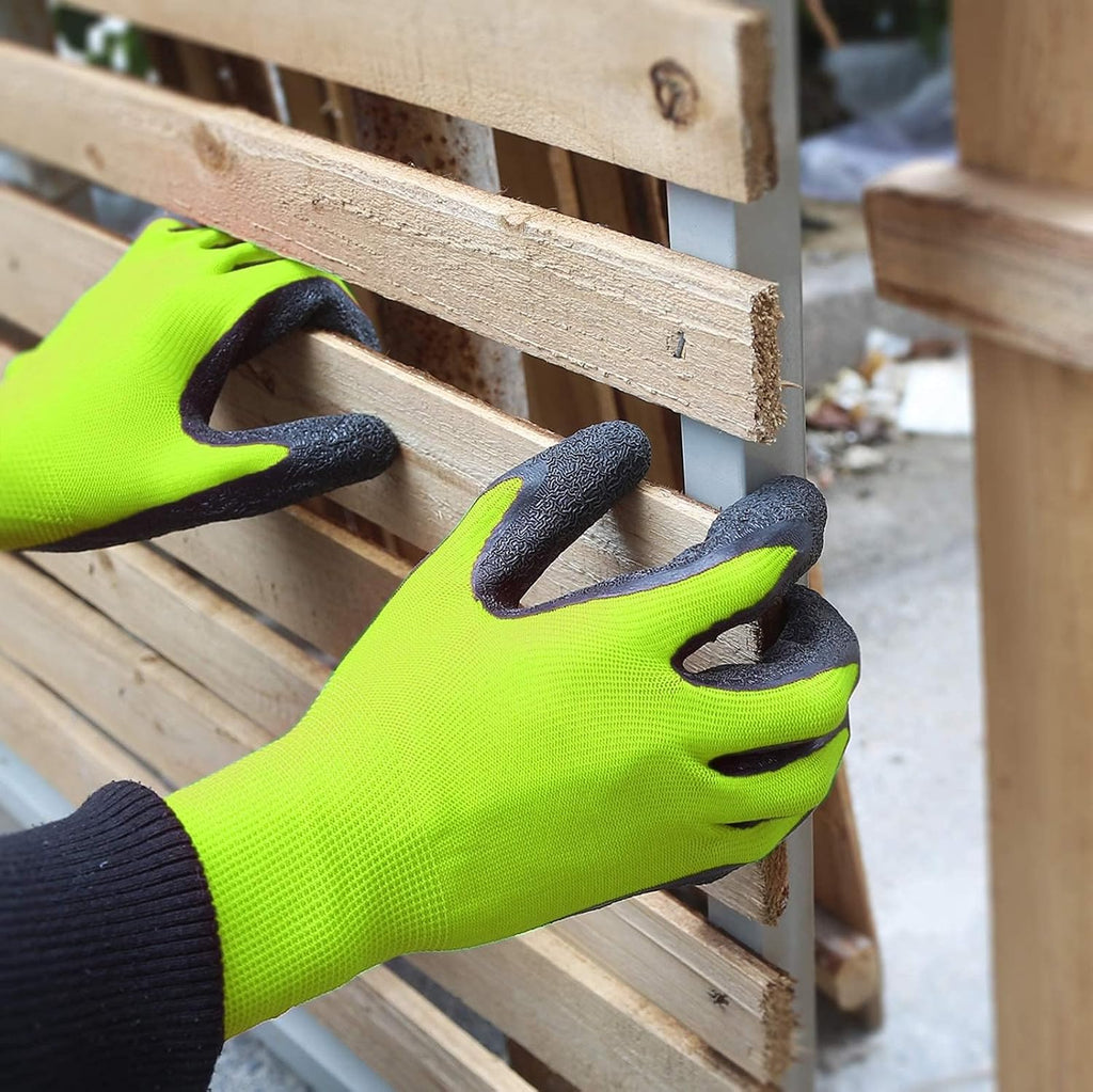 Evridwear Crinkle Latex Rubber Hand Coated Safety Work Gloves for Men Women General Multi Use Construction Warehouse Gardening Assembly Landscaping,Green Large 120 Pairs Pack