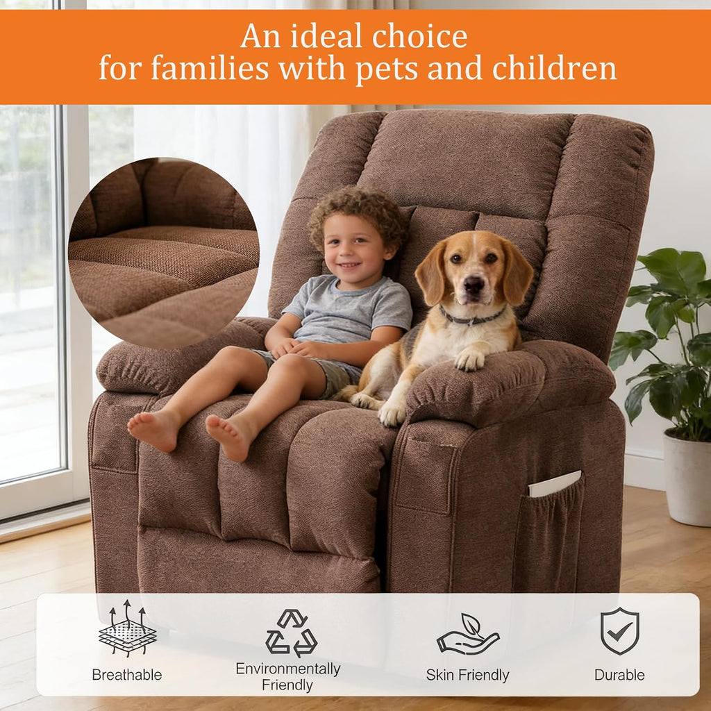 Power Lift Recliner Chair for Adult with Heated and Full Body Massage, Glider Nursery Chair with Cup Holder and USB Charge Port, Oversided Swivel Rocker Recliner for Living/Study/Bedroom Room, Pro