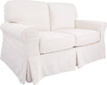OSP Home Furnishings Ashton Rolled Arm Loveseat with Slipcover, Ivory