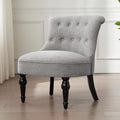 Zihanhome Armless Accent Chair, Living Room Chairs with Wooden Legs, Comfy Tufted Bedroom Chair, Upholstered Chair for Reading Rooms, Reception, Apartments and Dormitories (Grey)