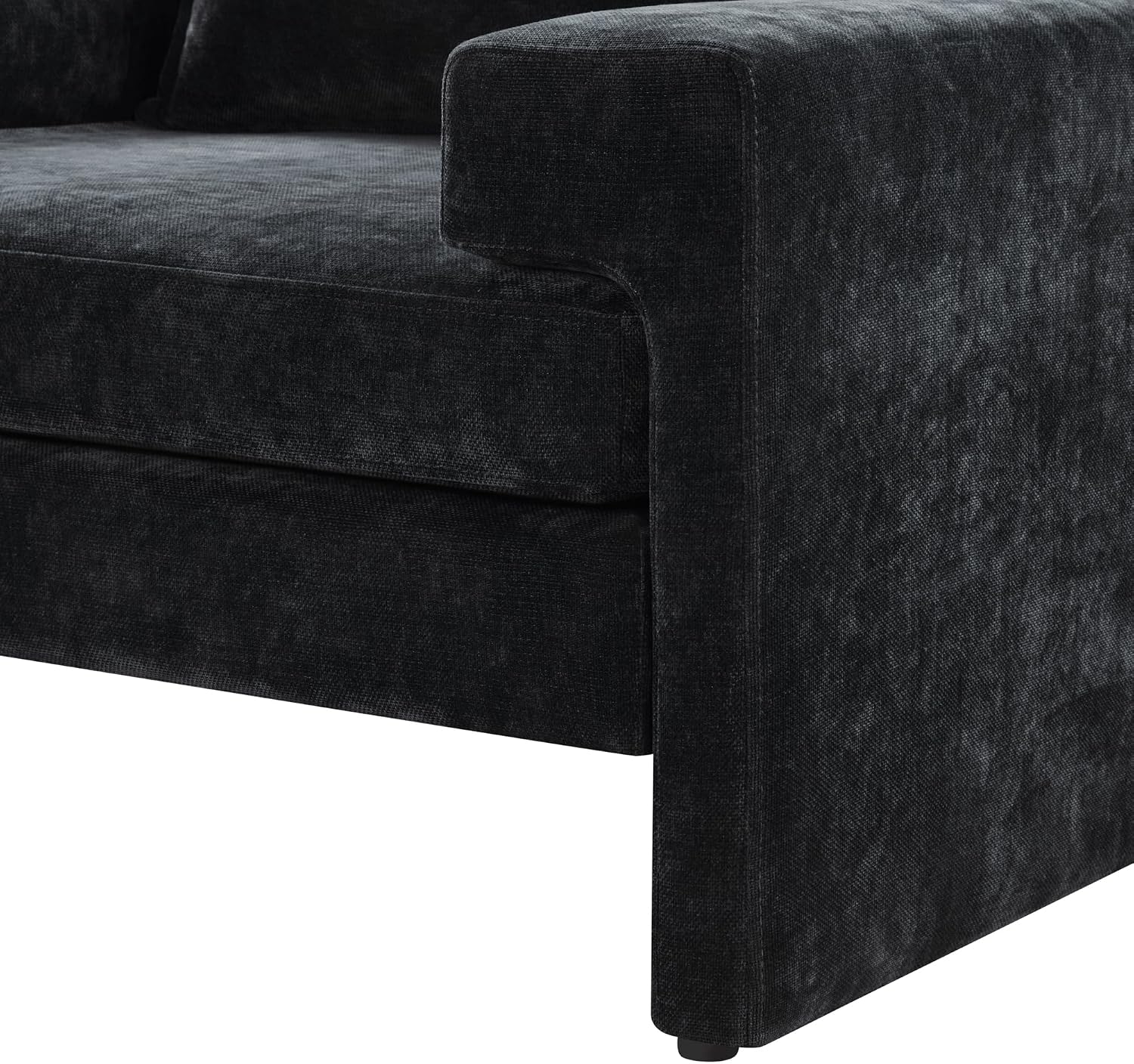 Christopher Knight Home Aylen Modern Chenille Upholstered Accent Chair with Wide Armrests, Wooden Living Room Club Chair, Bedroom Comfy Reading Chair with Back Pillow, Black