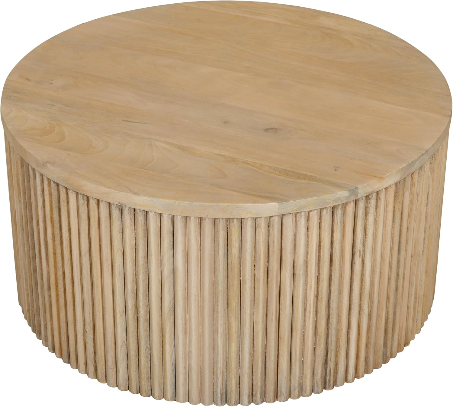 Meridian Furniture 276-CT Oakhill Collection Modern | Contemporary Round White Oak Finish Coffee Table, Natural Wood, 36' W x 36' D x 16' H