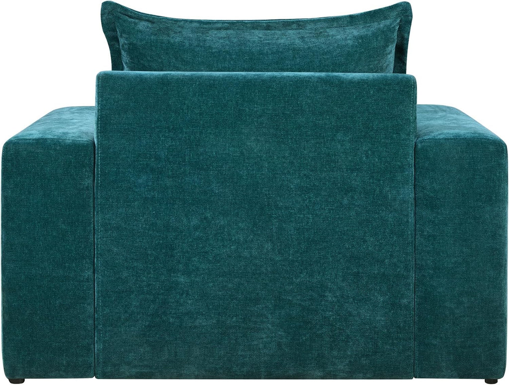 Christopher Knight Home Aylen Modern Chenille Upholstered Accent Chair with Wide Armrests, Wooden Living Room Club Chair, Bedroom Comfy Reading Chair with Back Pillow, Teal Green
