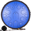 Steel Tongue Drum Lotus Handpan Drum 14-inch 15 Notes, Percussion Steel Drum Instrument with Travel Bag, Mallets, Note Sticker, for Meditation, Yoga