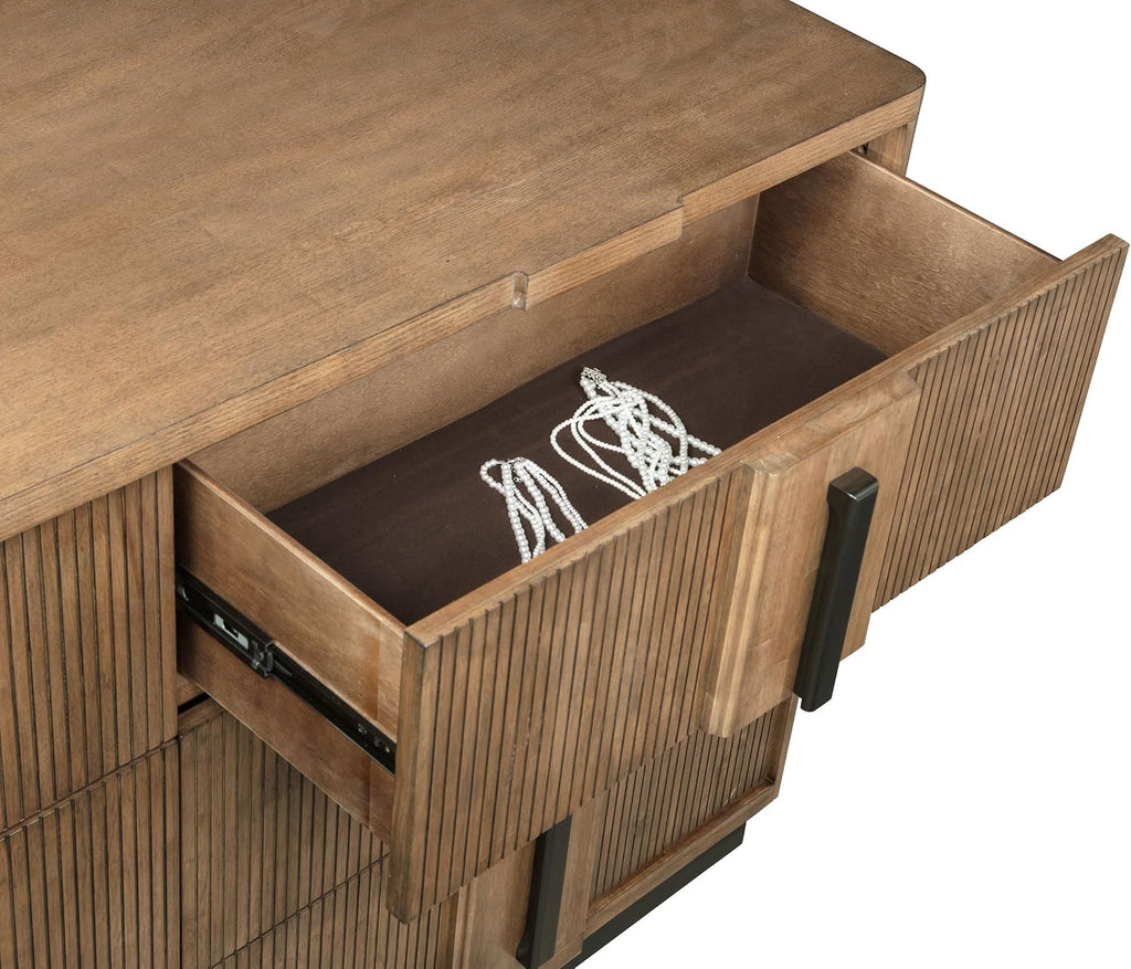 Coaster Home Furnishings - Terrace - Wood - 6-Drawer Dresser Cabinet with Transitional Style, Rectangular Structure, Brown-Toned Hardware, Felt-Lined Top Drawers - Ash Brown - 224903