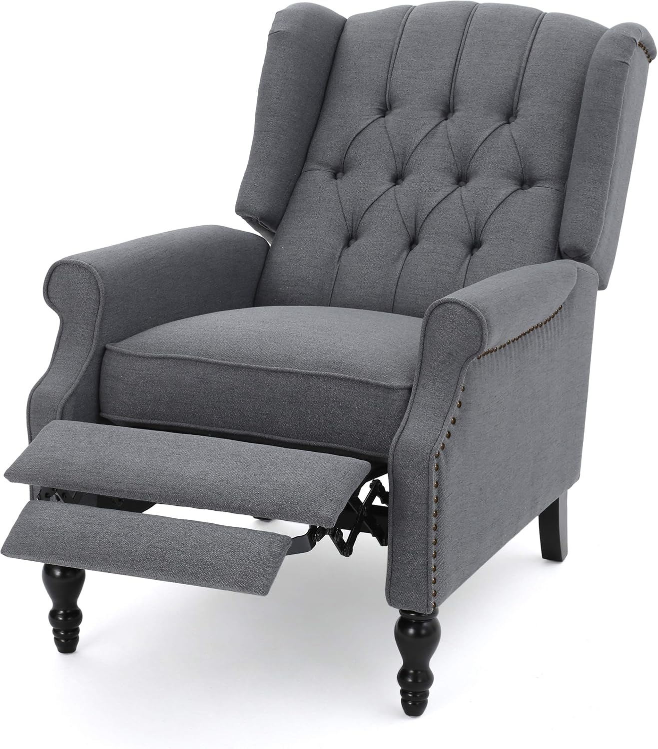 Christopher Knight Home Earlean Fabric Recliner (Set of 2), Charcoal, Dark Brown
