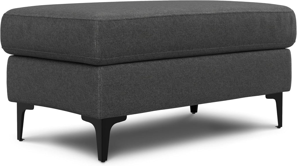 SIMPLIHOME Ava Sofa and Ottoman in 100% Recycled Polyester Performance Fabric, Pebble Grey, 90-inch-Wide 3-Seater Couch and Matching 36-inch-Wide Table Ottoman for Living Room, 2-Piece Set