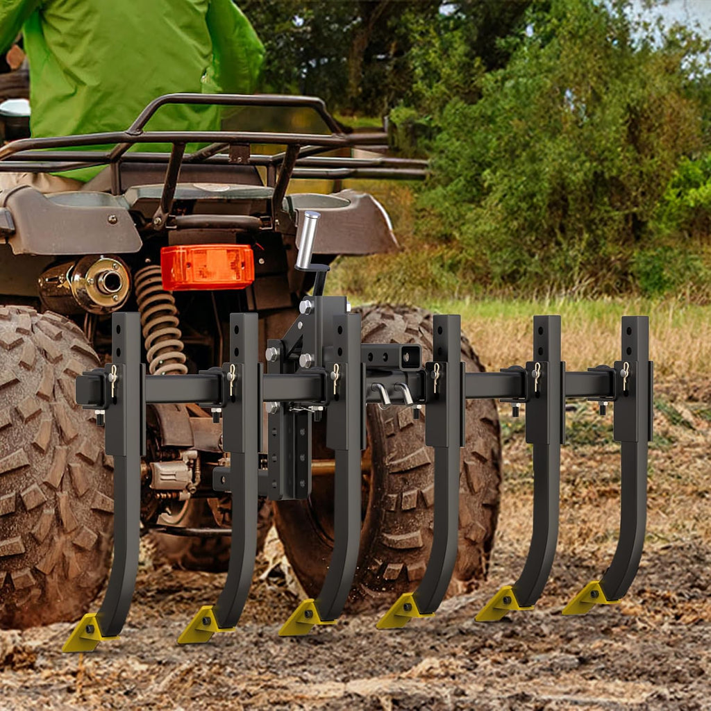 YITAMOTOR ATV/UTV Plow Implement Cultivator with 6 Scarifier Shank Fits for ATV/UTV Manual Implement Lift