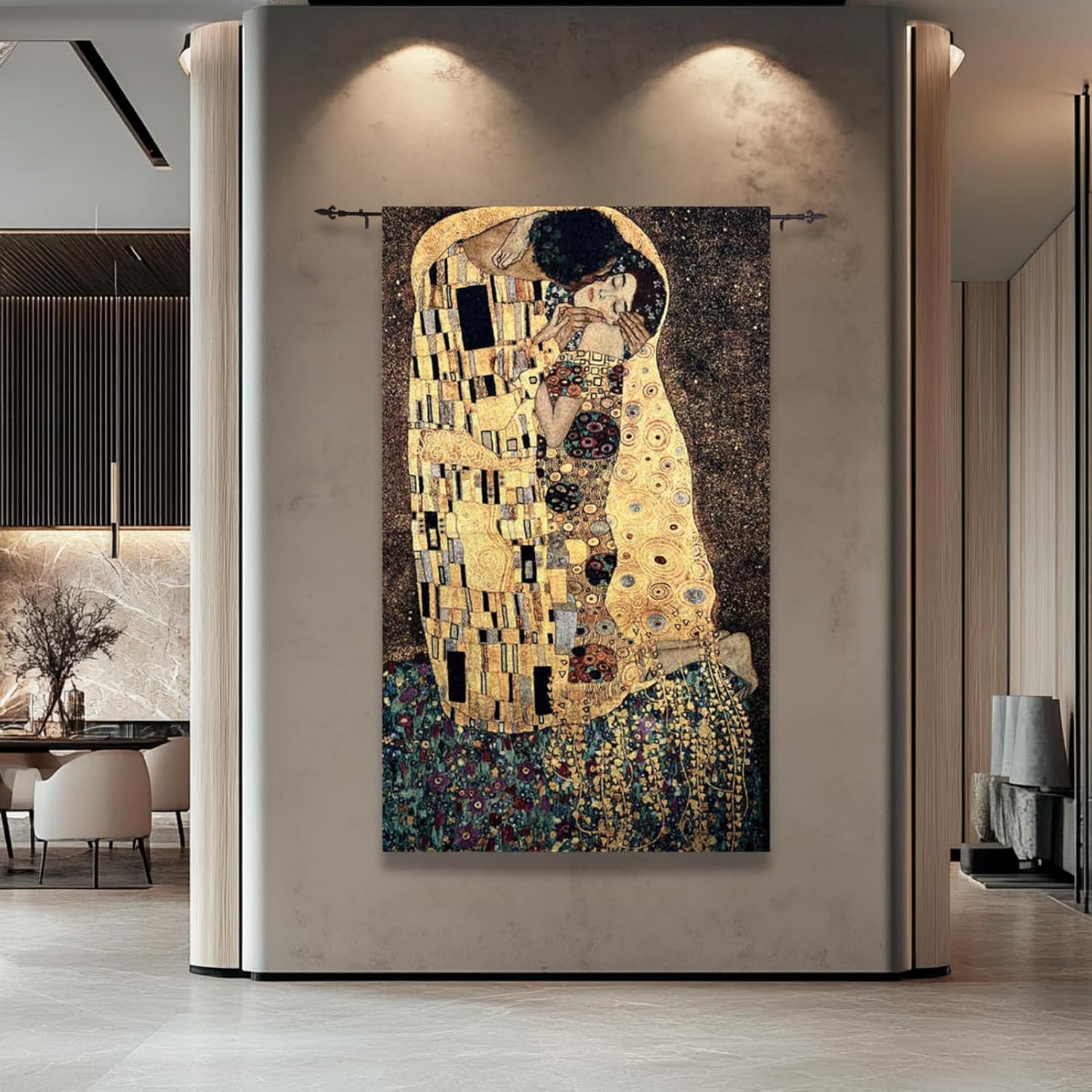ORIMONY The Kiss by Gustav Klimt Woven Tapestry Wall Hanging, Large Vintage Medieval Tapestry for Room Aesthetic (94L x 54W)