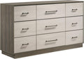Coaster Home Furnishings - Fenwick - Engineered Wood - 9-Drawer Dresser with Contemporary Style, Two-Tone Design, Hidden Jewelry Drawer, Antique Nickel Handles - Bedroom - Grey Oak - 224983