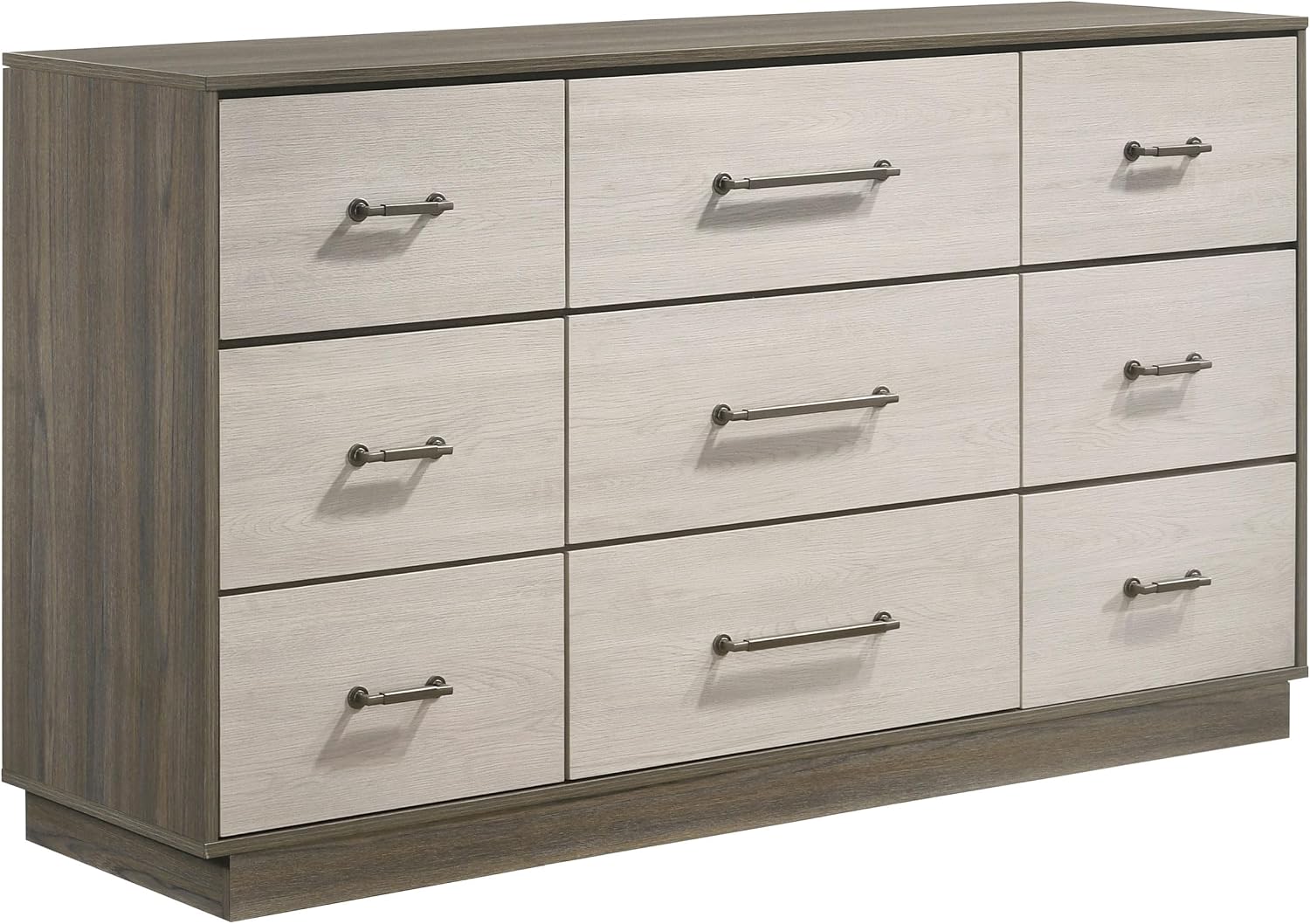 Coaster Home Furnishings - Fenwick - Engineered Wood - 9-Drawer Dresser with Contemporary Style, Two-Tone Design, Hidden Jewelry Drawer, Antique Nickel Handles - Bedroom - Grey Oak - 224983