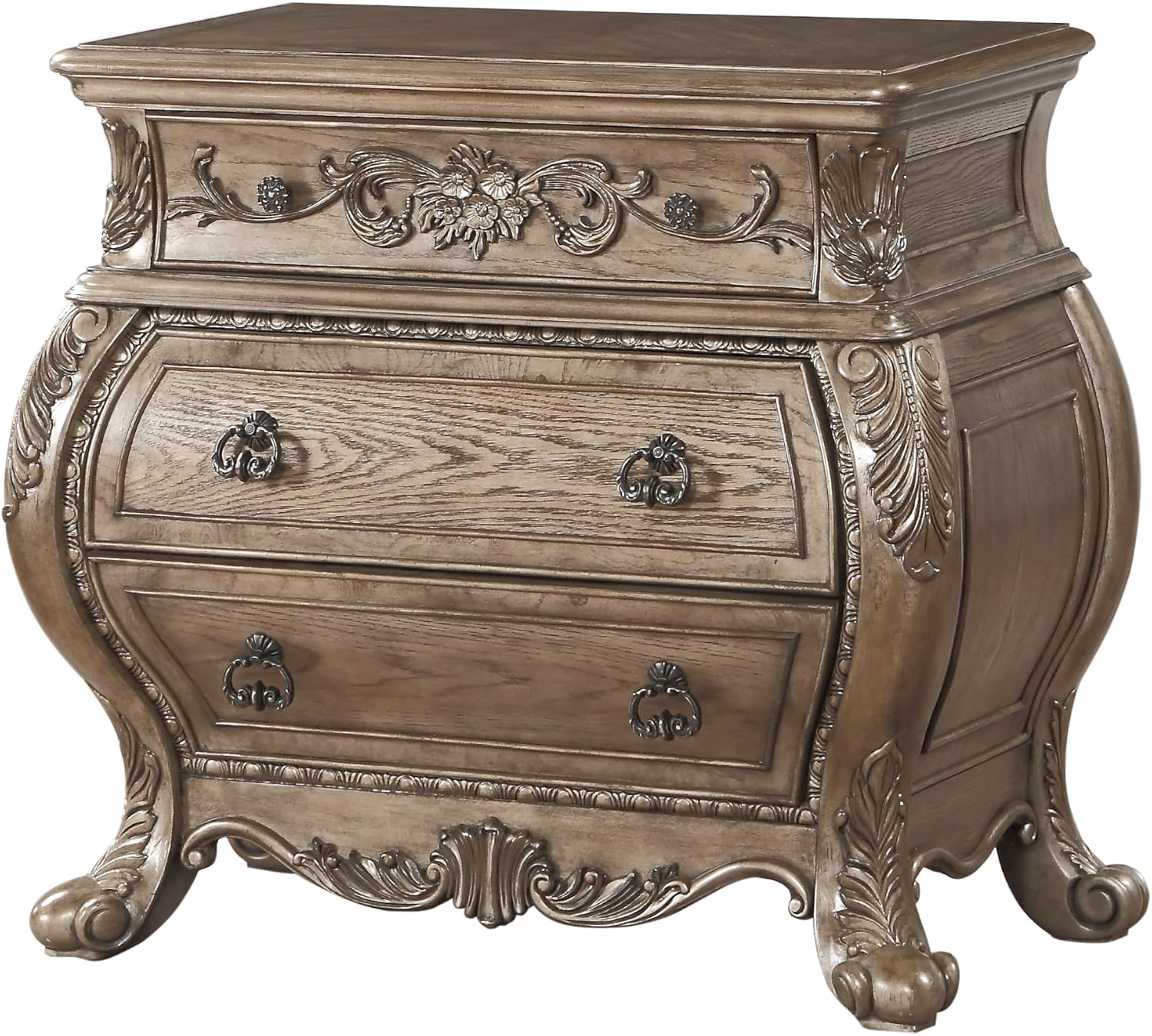 Acme Ragenardus Wood Nightstand with 3 Drawers in Vintage Oak
