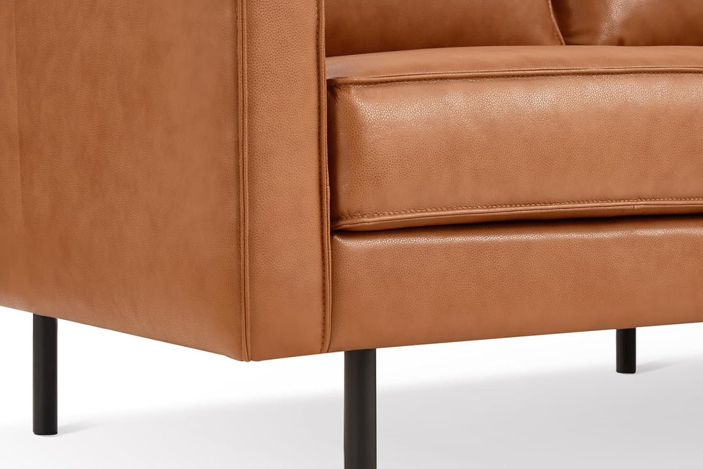 Valencia Varese 90' Full Leather Couch Cognac Tan Brown- Italian Nappa Leather Modern Cloud Couch for Living Room/Apartment Furniture