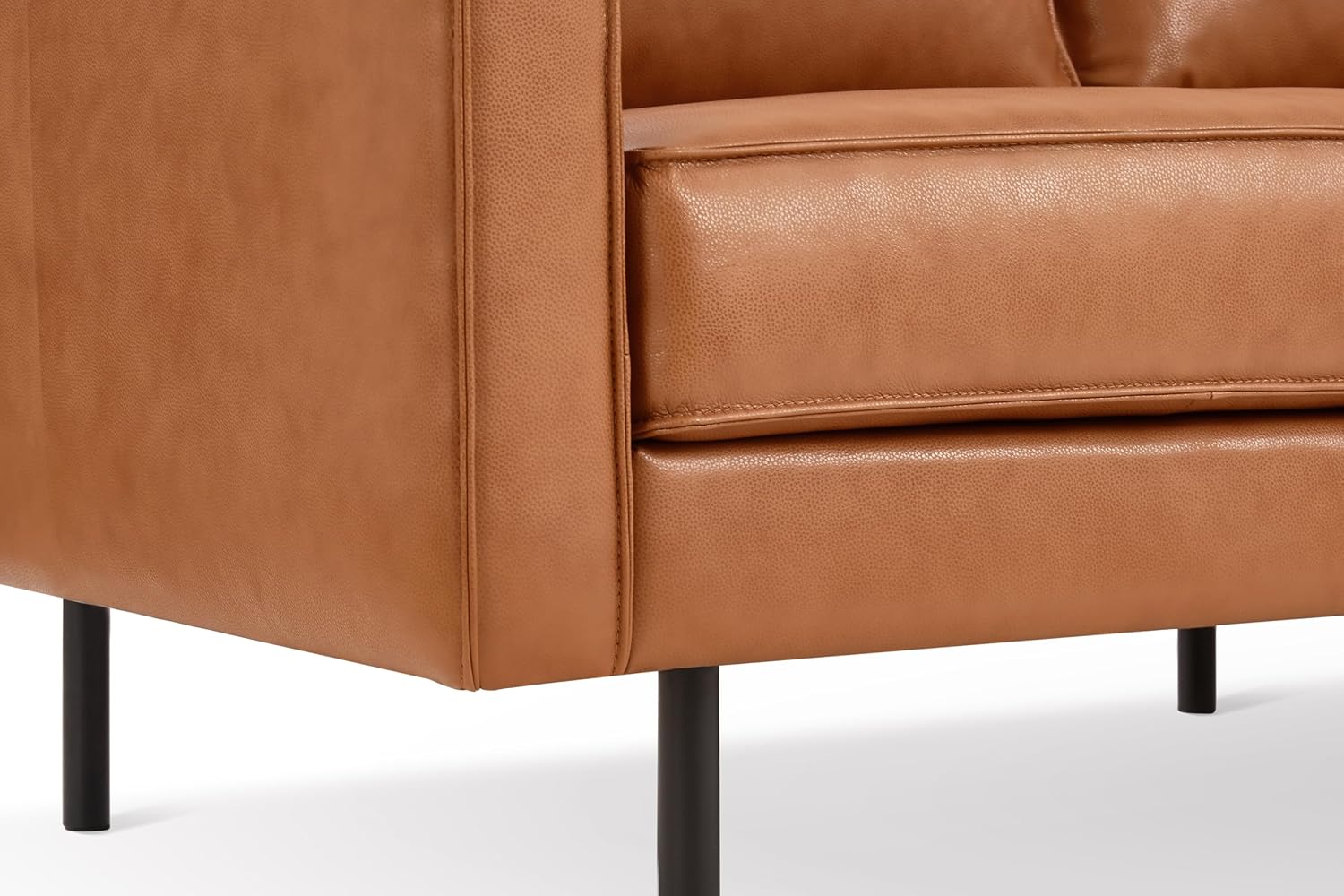 Valencia Varese 90' Full Leather Couch Cognac Tan Brown- Italian Nappa Leather Modern Cloud Couch for Living Room/Apartment Furniture