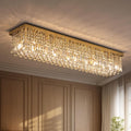 7PM Modern Rectangular Chandelier, 10-Light Dining Room & Living Room Flush Mount, Gold (L47' x W10' x H10')