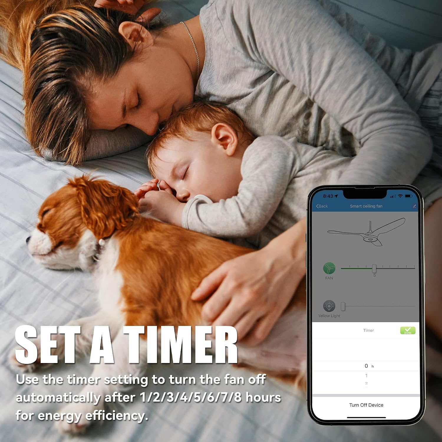 SMAAIR Ceiling Fan with Light, 56 Inch 3 Blade Low Profile Ceiling Fan with Light and 10 Speed DC Motor, Works with APP/Alexa/Google Assistant/Siri Shortcuts (Walnut)