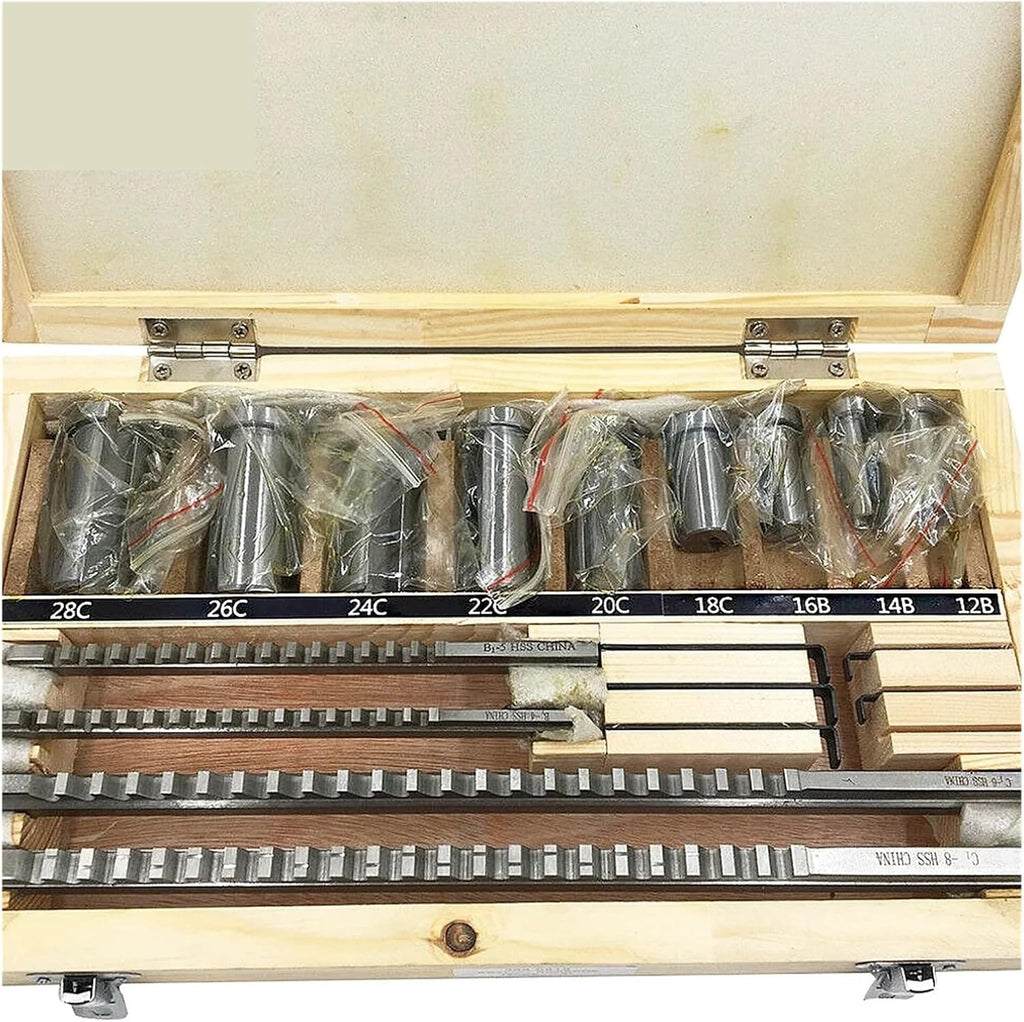 Keyway Broach Kit 18pc HSS Metric Keyway Broach Cuttering B C Push Type + 5pc Shim Cutting Tool Metalworking