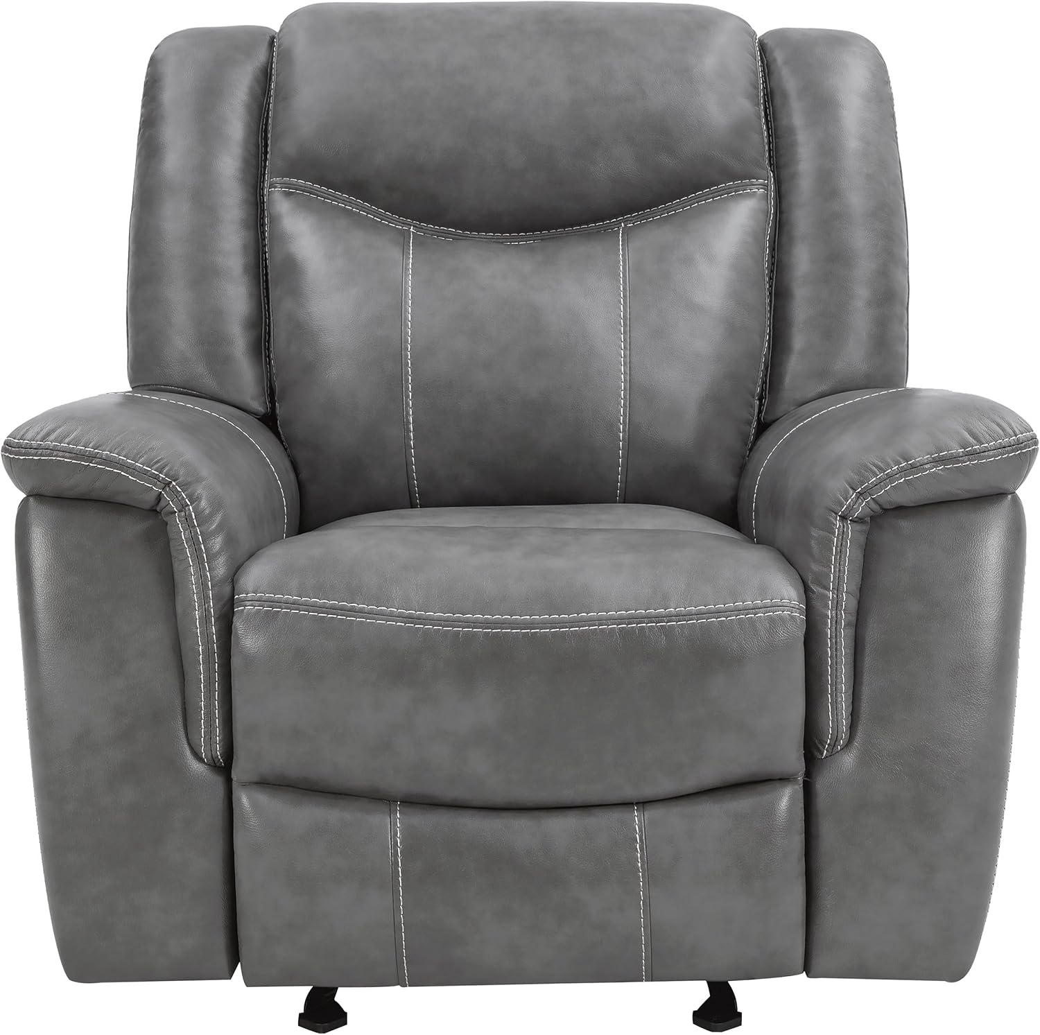 Coaster Home Furnishings - Conrad - Leatherette Upholstered Glider Recliner Chair with Overstuffed Arms, Pocket Coil Seating, and Ergonomic Lever - Living Room - 33-Inch - Gray - 650356