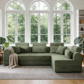 KEIKI 6-in-1 Folding Convertible High Back Sofa Sleeper, 106' Oversized Modular Sectional Corduroy Upholstered L Shape Couches for Living Room, Deep Cushion for Open Concept Living, Grayish Green