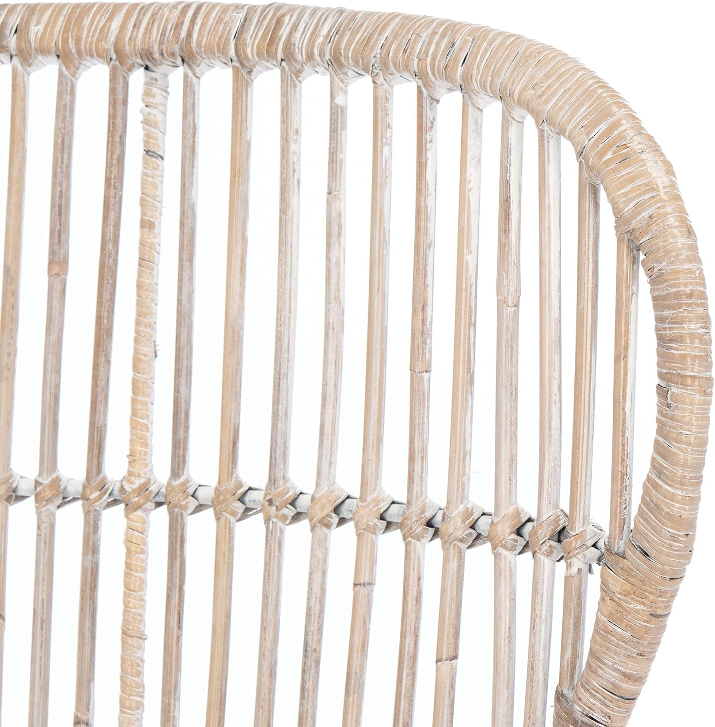 SAFAVIEH Home Collection Lenu Rattan Cushion Accent Chair, Grey White Wash/Black (ACH6510A)