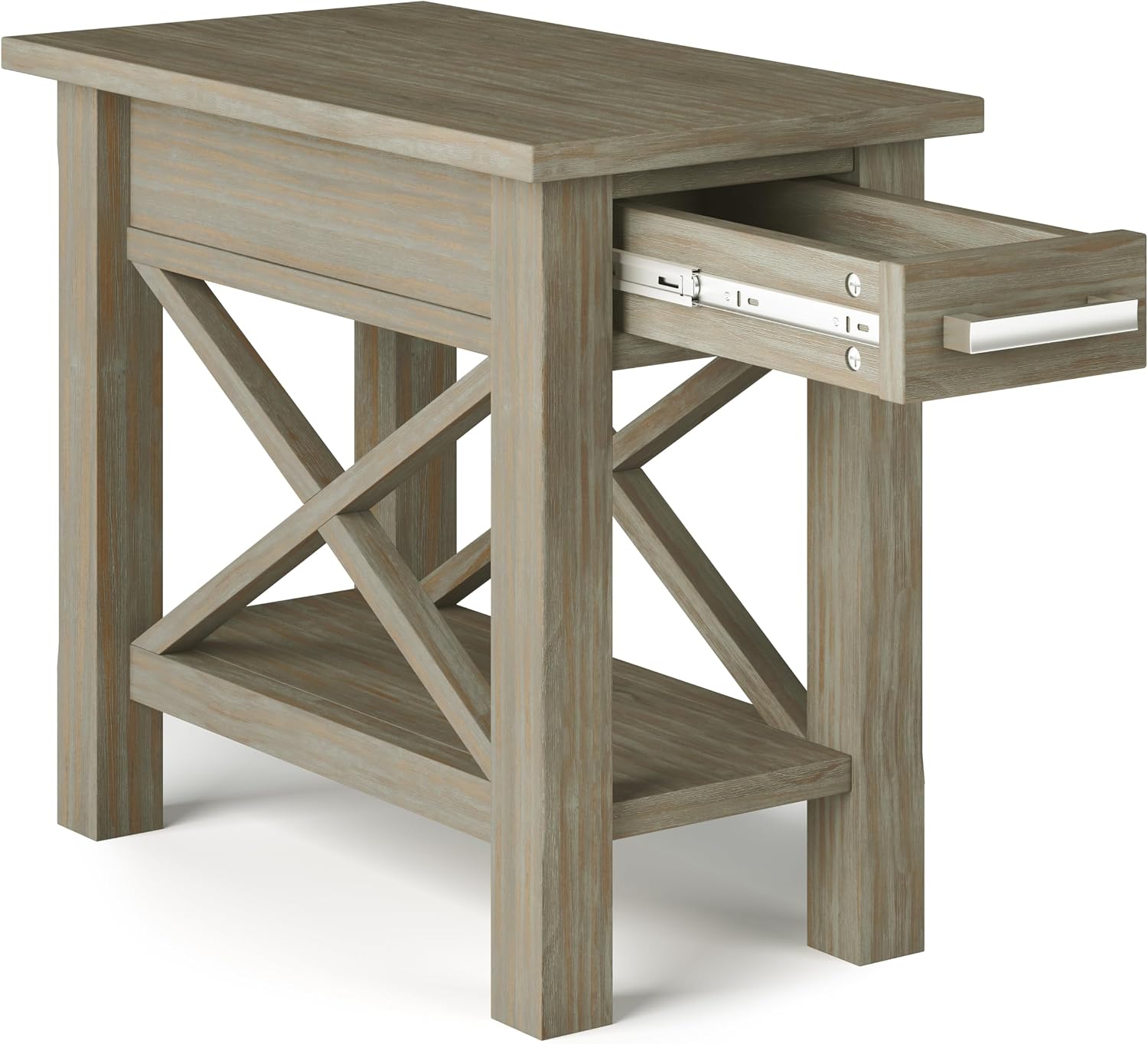 SIMPLIHOME Kitchener SOLID WOOD 14 inch Wide Rectangle Contemporary Narrow Side Table in Distressed Grey with Storage, 1 Drawer, 1 Shelf, for the Living Room and Bedroom