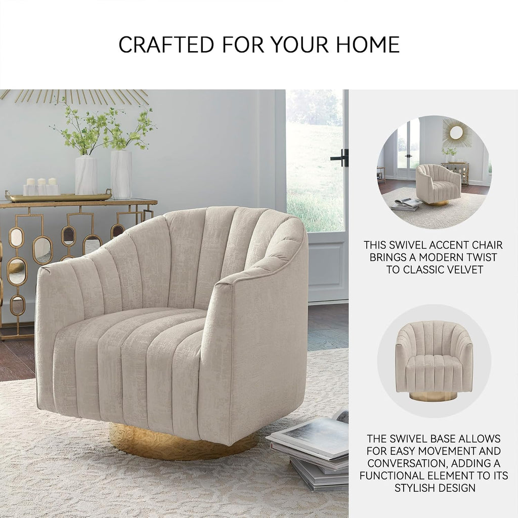 Signature Design by Ashley Penzlin Swivel Accent Chair, Beige