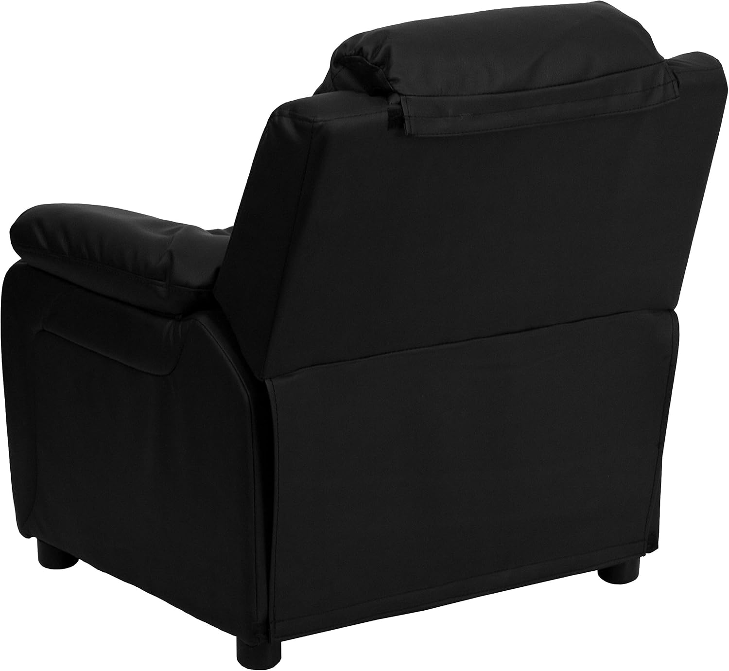 Flash Furniture Charlie LeatherSoft Kids Recliner with Flip-Up Storage Arms and Safety Recline, Contemporary Reclining Chair for Kids, Supports up to 90 lbs., Black