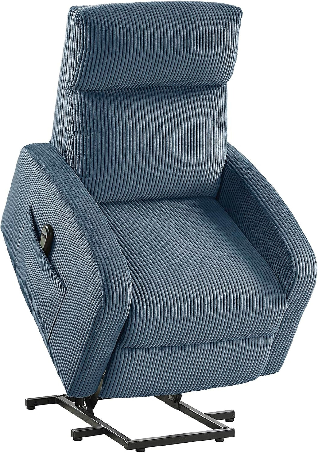 Lexicon Power Lift Recliner Chair for Elderly with Remote Control, Gentle Lift Motion, Side Pocket Armrest, Corduroy Upholstered Electric Recliner for Living Room/Bedroom, Easy Assembly, Midnight Blue