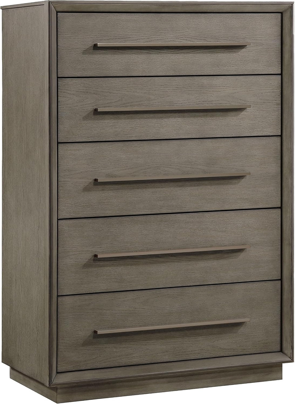 Coaster Home Furnishings - Durango - Wood - 5-Drawer Chest with Long Bar Pulls, Flat Panel Front, Linear Handles and Mitered Trim - Contemporary - Bedroom - Taupe Oak - 223275