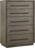 Coaster Home Furnishings - Durango - Wood - 5-Drawer Chest with Long Bar Pulls, Flat Panel Front, Linear Handles and Mitered Trim - Contemporary - Bedroom - Taupe Oak - 223275