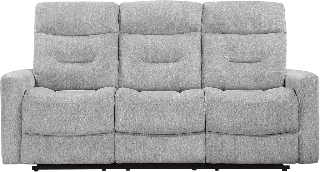 Lexicon Recliner Sofa for Living Room, Double Recliner RV Couch, Manual Wall Hugger Recliner Home Theater Seating Chenille Reclining Sofa, 81''W Sofa, Grey