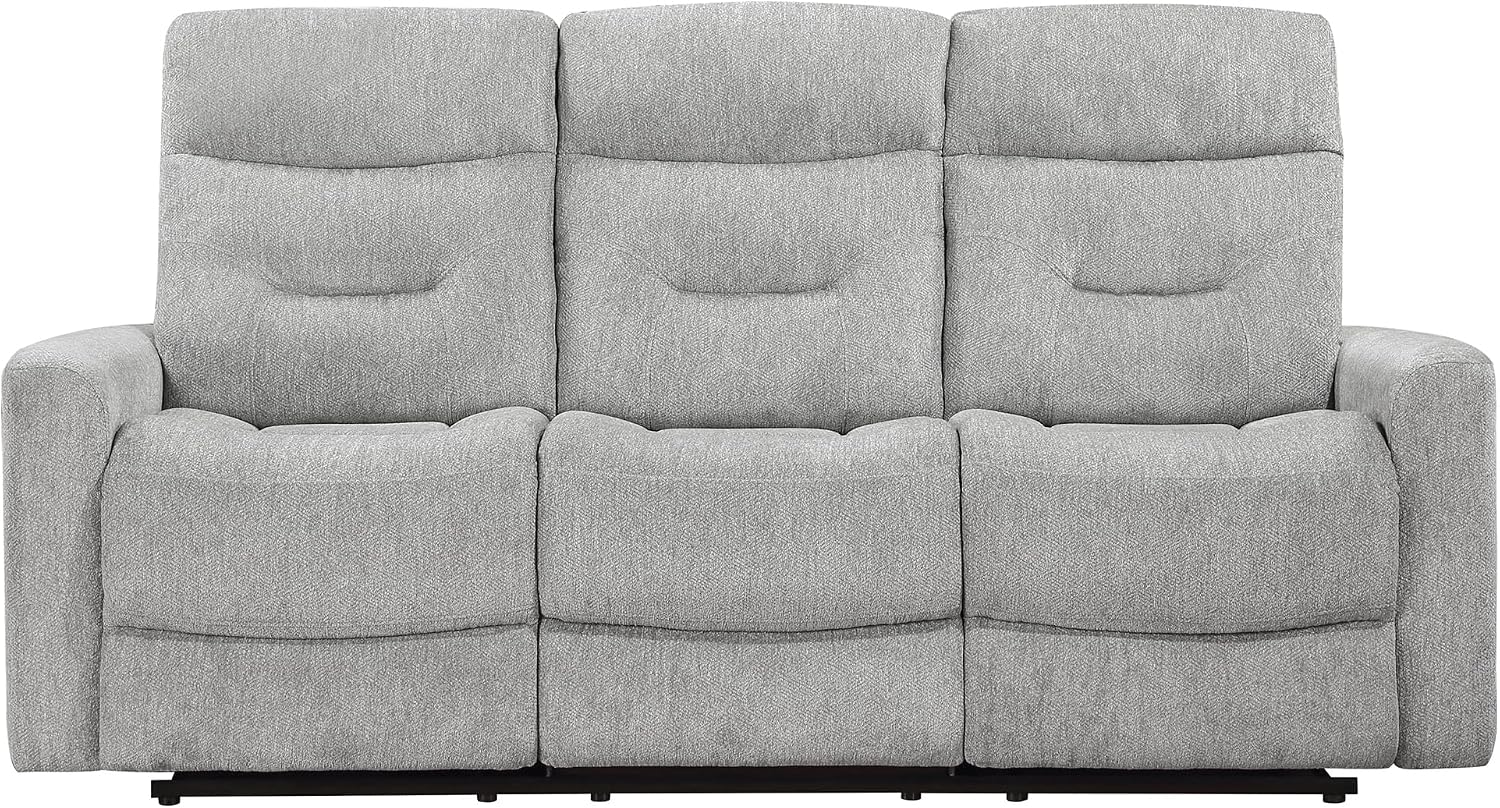 Lexicon Recliner Sofa for Living Room, Double Recliner RV Couch, Manual Wall Hugger Recliner Home Theater Seating Chenille Reclining Sofa, 81''W Sofa, Grey