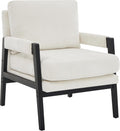 Roundhill Furniture Kelly Mid-Century Modern Chenille Upholstered Accent Armchair, White