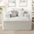 Container Furniture Direct Dawson Convertible Chaise Lounge Chair Indoor – Oversized Corduroy Couch with Wide Armrest & Throw Pillows, Cozy Boneless Sleeper Sofa Bed Armchair, Beige