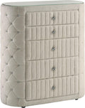 Coaster Home Furnishings - Sonya - Wood - 5-Drawer Chest with Crystal-Like Pulls, Diamond Tufting and Glass Top - Bedroom - Ivory - 360115