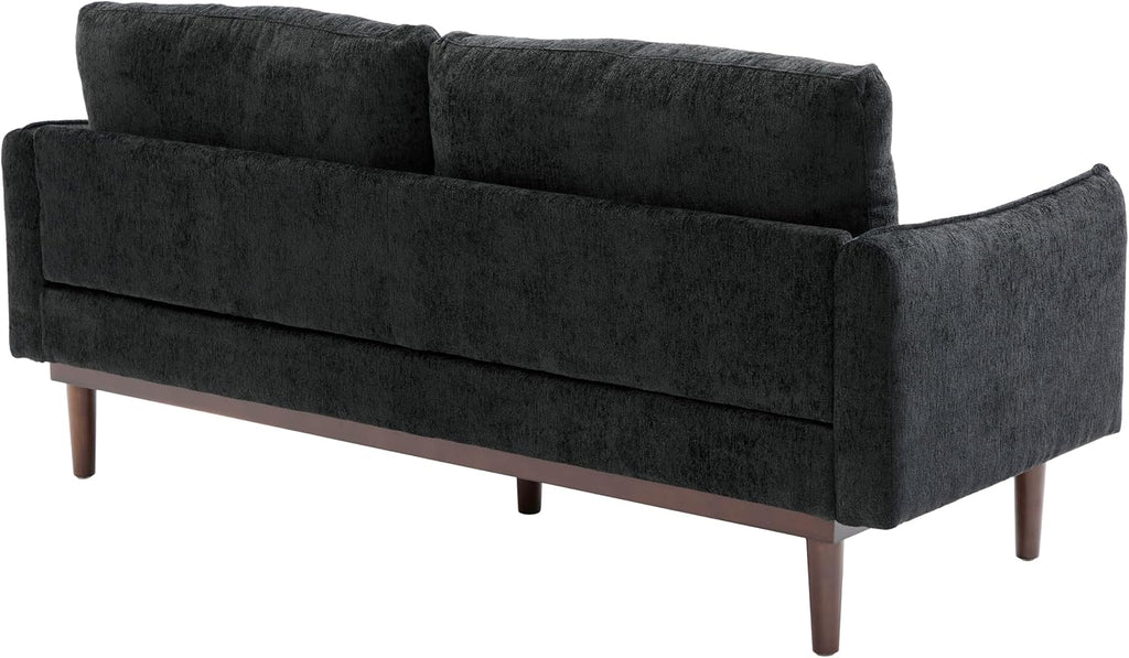 Christopher Knight Home Brena Modern Chenille Upholstered Loveseat Sofa, Wooden 2 Seater Sofa Couch with Deep Seat, Comfy Cloud Couch for Living Room, Bedroom, Home Office, Black
