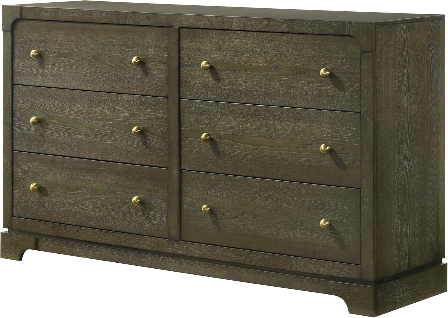 Coaster Home Furnishings - Gran Park - Wood - 6-Drawer Dresser with Brass Knobs, Felt-Lined Top, Rectangular Structure, Ball-Bearing Glides, Modern Classic Style - Bedroom - Dark Cocoa - 224933
