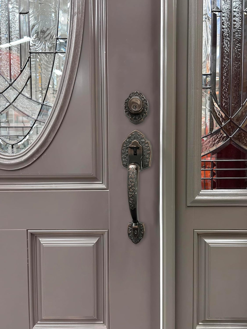 Noma Single Front Door Hardware Set, Grip Entry Door Lock Set with Lever Handle and deadbolt, Antique Copper