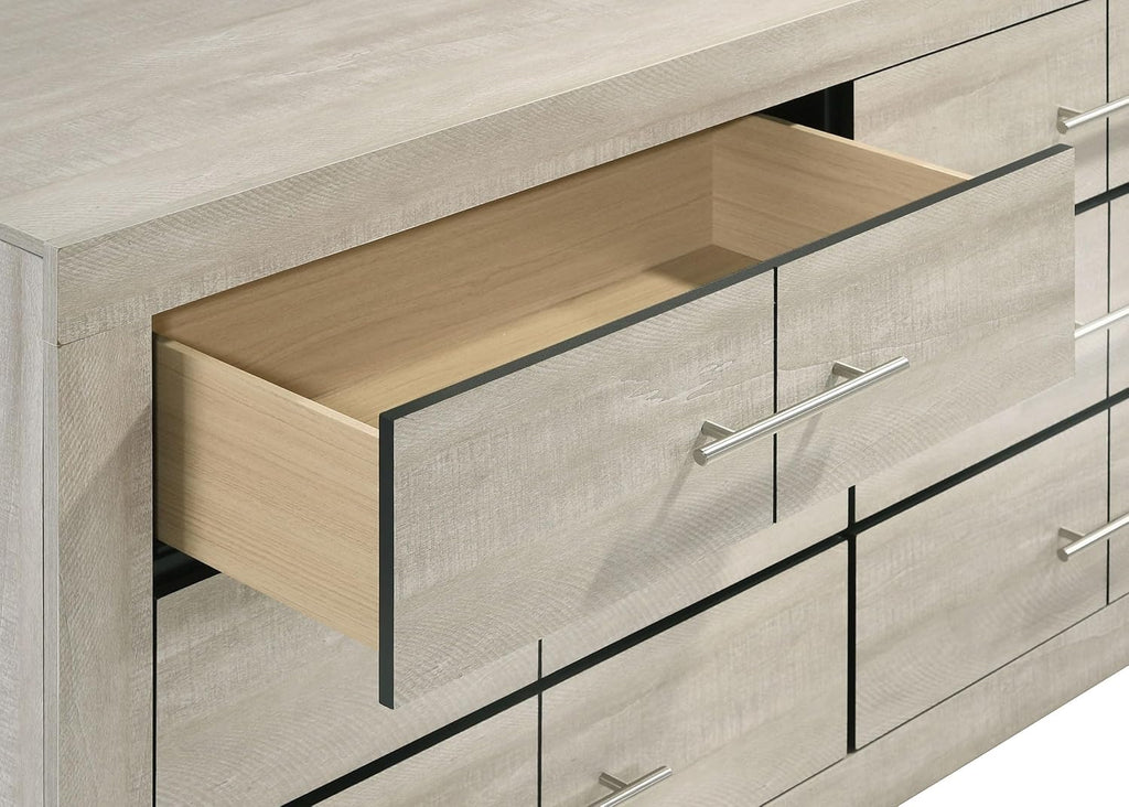 Coaster Home Furnishings - Trenton - Engineered Wood - 6-Drawer Bedroom Dresser with Contemporary Style, Nickel Handles, English Dovetail Joinery - Bedroom - Rustic Cream - 225063