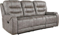 Lexicon Reclining Sofa for Living Room, Double Recliner RV Couch, Manual Wall Hugger Recliner Home Theater Seating Microfiber Reclining Couch, 87''W Sofa, Grayish Brown