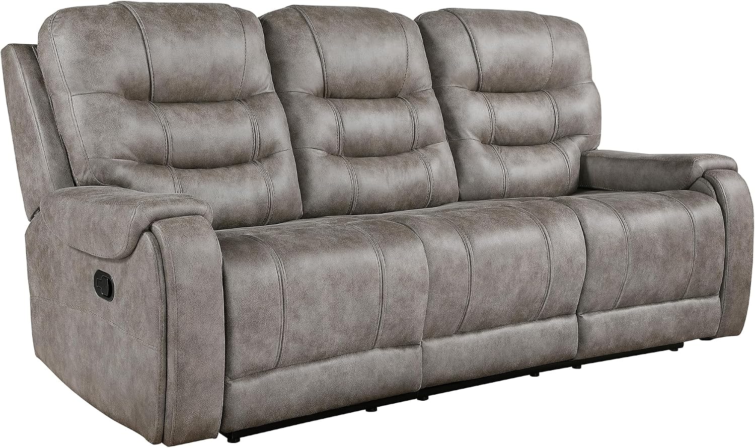 Lexicon Reclining Sofa for Living Room, Double Recliner RV Couch, Manual Wall Hugger Recliner Home Theater Seating Microfiber Reclining Couch, 87''W Sofa, Grayish Brown
