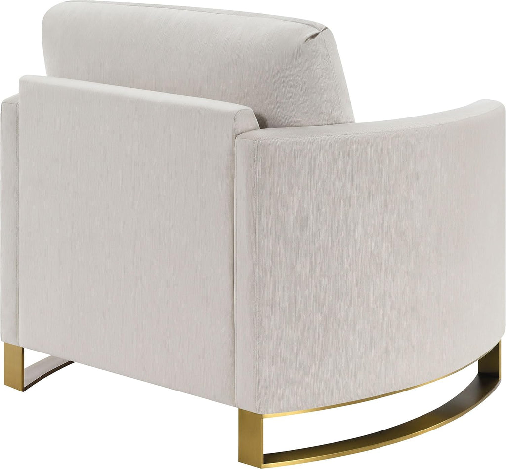 Coaster Home Furnishings - Corliss - Fabric Upholstered Curved Track Arm Accent Chair with Stainless Steel Legs, Gold Accents and Reversible Cushion - Living Room - Beige - 508823
