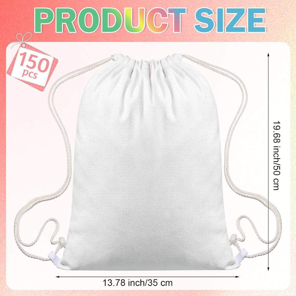 Abbylike 150 Pcs Tie Dye Cotton Drawstring Bag Bulk Sublimation Blank Backpack Canvas Drawstring Tote Bag Items to Tie Dye