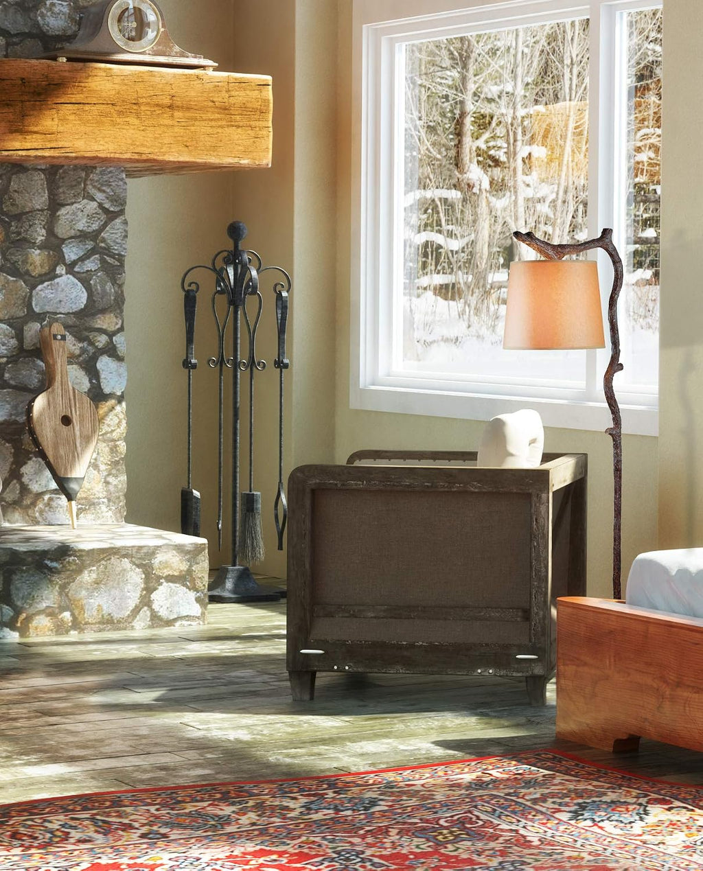 Kenroy Home Overhang Floor Lamp with Bronze Finish, Rustic Style, 61' Height, 17.75' Width, 12' Depth