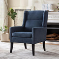 Zihanhome High Back Accent Chair, Fabric Living Room Chairs, Modern Comfy Chair with Wooden Legs,Upholstered Armchair for Living Room,Bedroom,Apartment,Reading Spaces.(1,Blue)