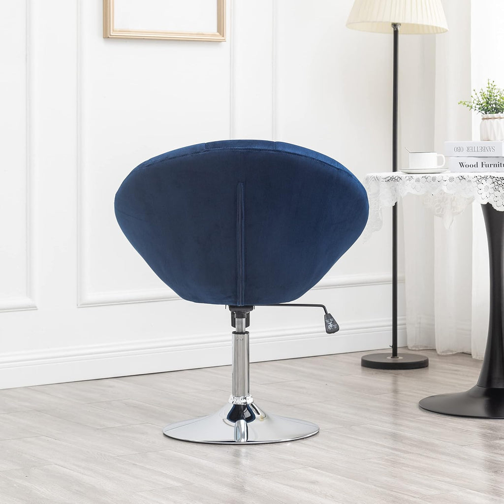 Roundhill Furniture Noas Velvet Upholstered Tufted Back Swivel Accent Chair, Blue
