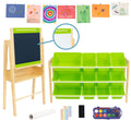 Humble Crew Kids Art Easel with Storage, Double-Sided Easel Set with Chalkboard & Whiteboard, 12-Bin Organizer & Art Supplies, All-in-One Kids Artwork Station for Playroom