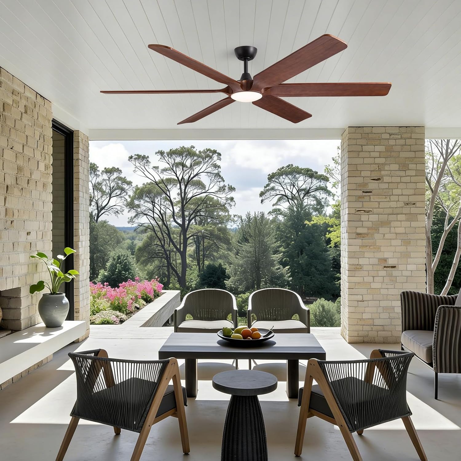 72 Inch Black Ceiling Fans with Lights, Reversible Quiet DC Motor, Modern Wood Ceiling Fan with Light and Remote Control, Energy Efficient Indoor/Outdoor Use, Matte Black